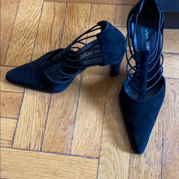 Sandales à Pompes Via Spiga En Cuir Violet Lilas - Taille 6 US - Talon 3 Pouces - État Excellent - Fabriqué En Italie